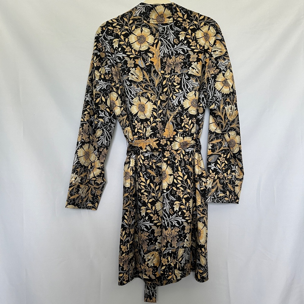 Sigrid Olsen Black and Yellow Floral Print Trench Coat - Picture 5 of 11
